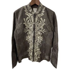 Chico’s Jacket Brown w/ Gold Metallic Embroidery Women’s Chico’s Size 2 (Medium)